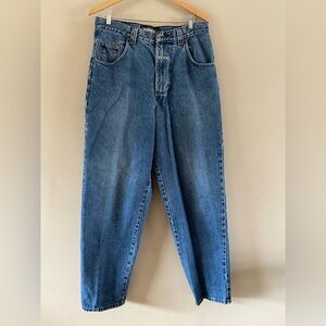 Vintage BOSS Y2K Jeans Light Blue Baggy Hip Hop Skater Logo Zippers Size 33x32